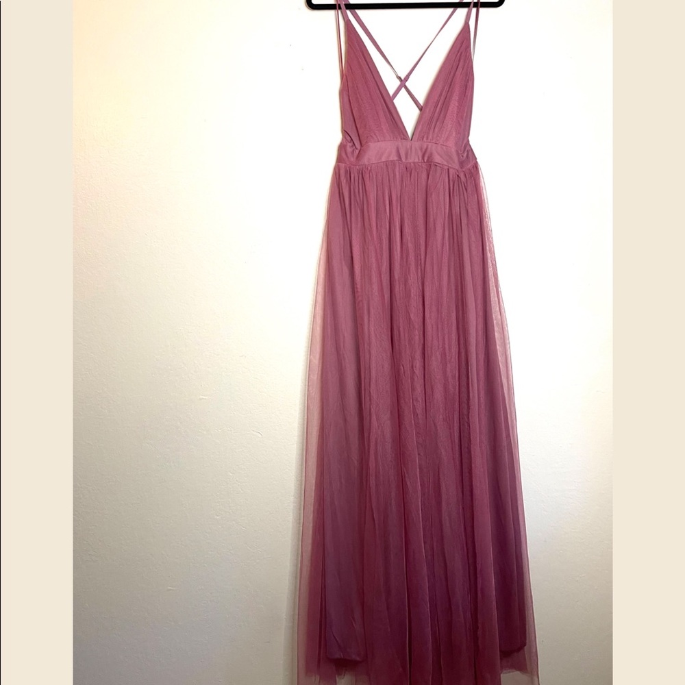 mauve pink tulle dress
